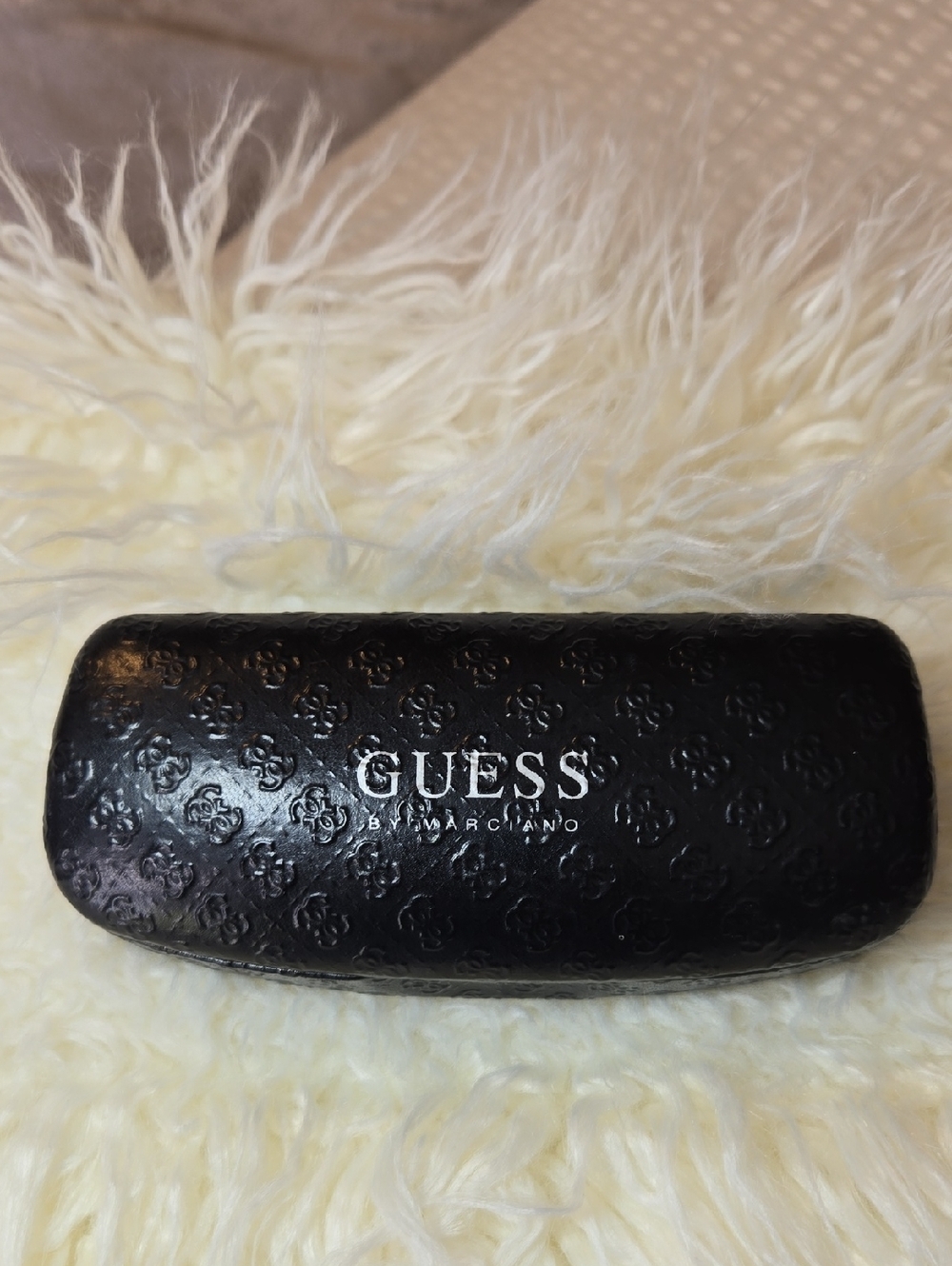 GUESS By Marciano Black Embossed Sunglasses Case with Logo